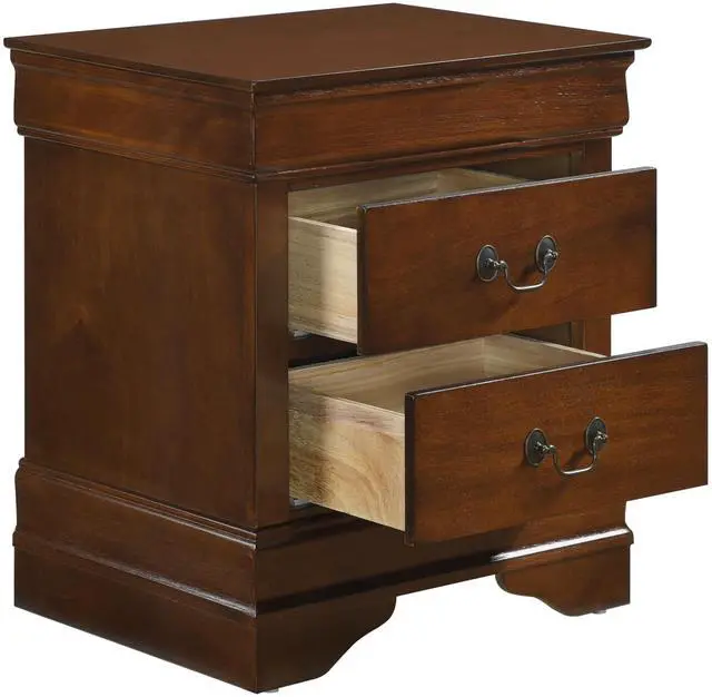Alt view image 5 of 7 - Classic Louis Philippe Style Brown Cherry Finish 1pc Nightstand of 2x Drawers Traditional Design Bedroom Furniture