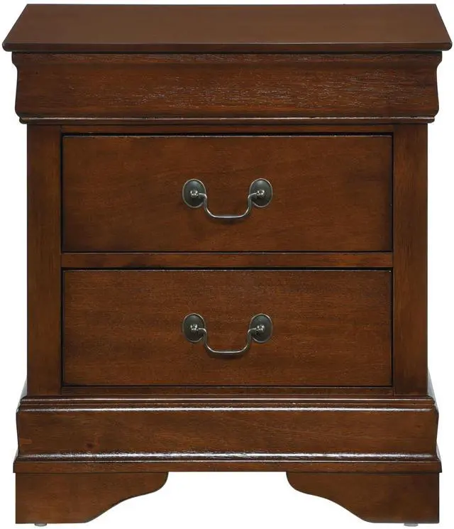 Alt view image 6 of 7 - Classic Louis Philippe Style Brown Cherry Finish 1pc Nightstand of 2x Drawers Traditional Design Bedroom Furniture