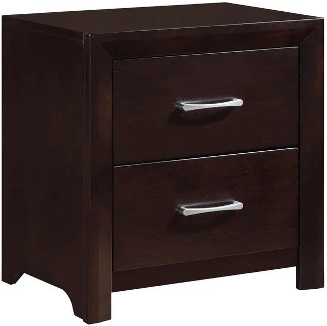 Alt view image 3 of 7 - Espresso Finish Contemporary Design 1pc Nightstand of Drawers Silver Tone Pulls Bedroom Furniture