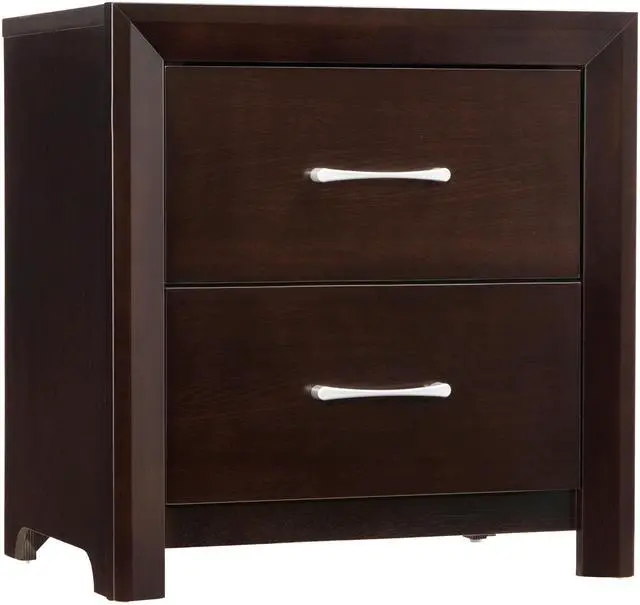 Alt view image 6 of 7 - Espresso Finish Contemporary Design 1pc Nightstand of Drawers Silver Tone Pulls Bedroom Furniture