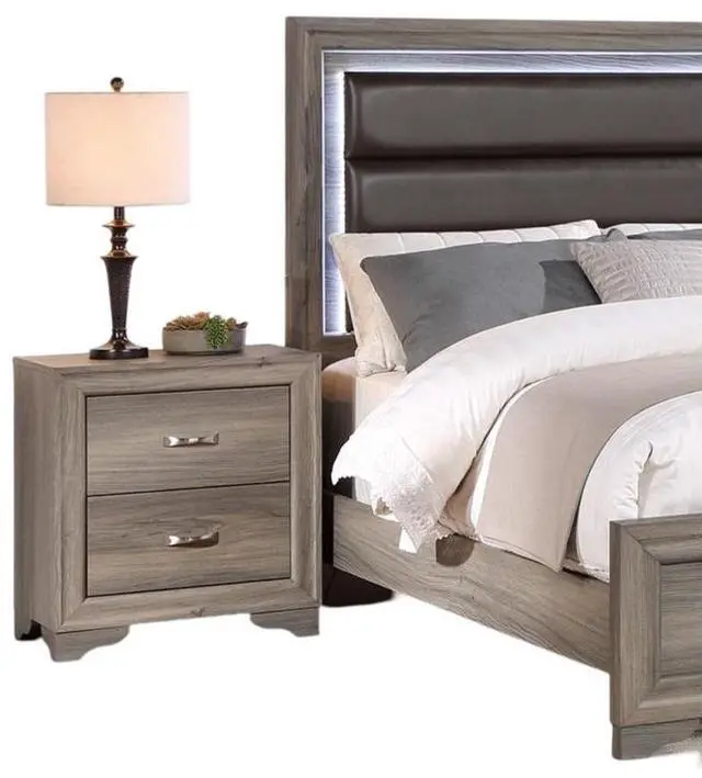 Alt view image 6 of 7 - Modern 1pc Nightstand Wooden Bedside Table 2- Drawers Bedroom Furniture