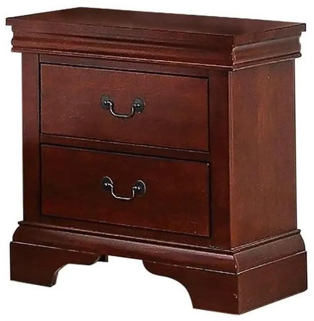 Alt view image 3 of 7 - Contemporary Bedroom Furniture Nightstand Cherry Finish 2 x Drawers Bed Side Table Pine wood