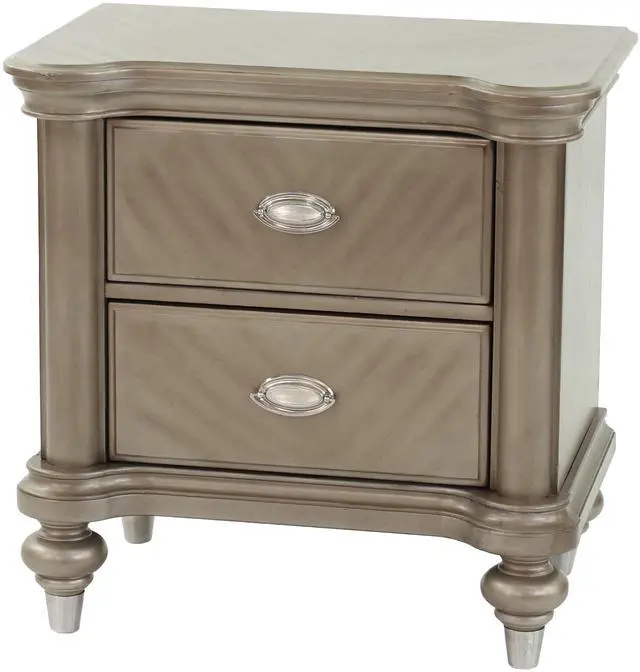 Alt view image 2 of 7 - Luxury Classic Antique Silver / Champagne Finish 1pc Nightstand Storage Space Bedside Table Bedroom Furniture