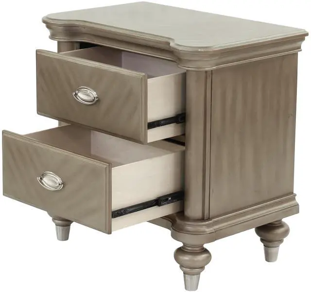 Alt view image 6 of 7 - Luxury Classic Antique Silver / Champagne Finish 1pc Nightstand Storage Space Bedside Table Bedroom Furniture