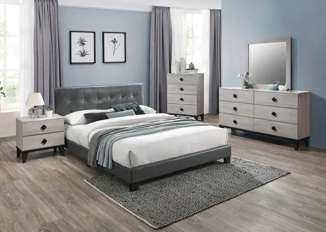 Alt view image 4 of 7 - Bedroom Furniture Contemporary Look Cream Color Nightstand Drawers Bed Side Table plywood