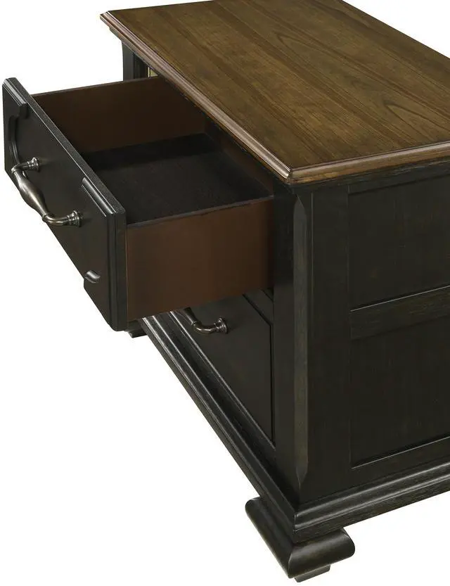 Alt view image 3 of 5 - 1pc Traditional 2-Drawer Nightstand Wooden Bedroom Furniture Gray Brown Finish Metal knobs