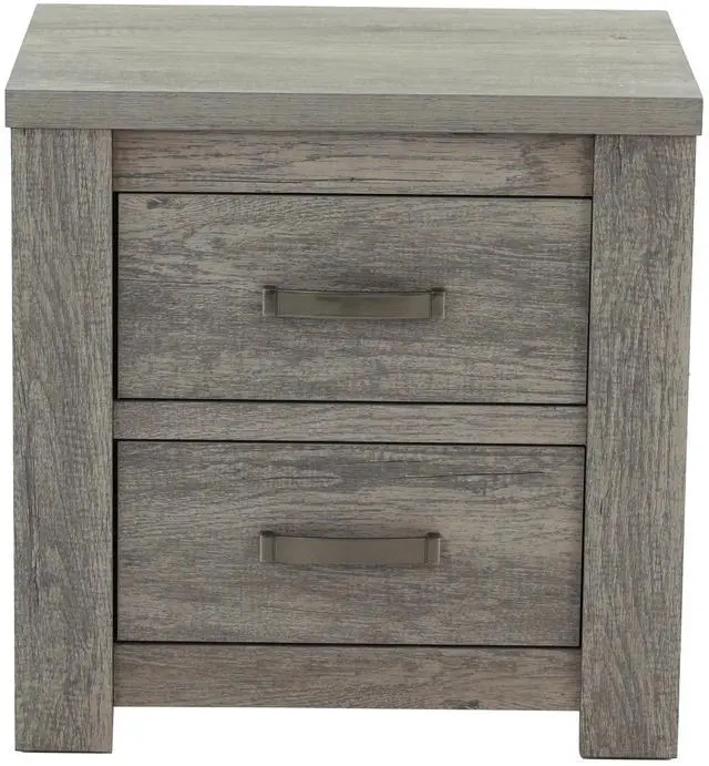 Main image of Bedroom Furniture Rustic Light Grey Simple 1pc Nightstand 2-Drawers Bed Side Table Solidwood