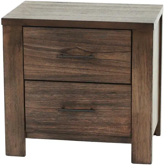 Alt view image 6 of 6 - Oak Finish 1pc Nightstand Wooden Bedside Table 2x Drawers Storage Bedroom Furniture