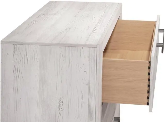 Alt view image 2 of 6 - 1pc Unique Design Contemporary Sleek Beige White Finish Nightstand 2- Drawers Storage Bedroom Wooden Furniture Solid Wood
