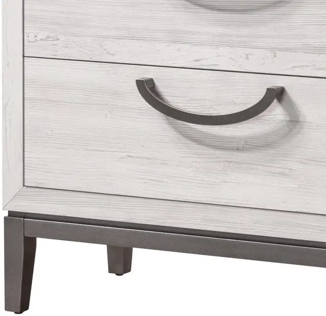 Alt view image 4 of 6 - 1pc Unique Design Contemporary Sleek Beige White Finish Nightstand 2- Drawers Storage Bedroom Wooden Furniture Solid Wood