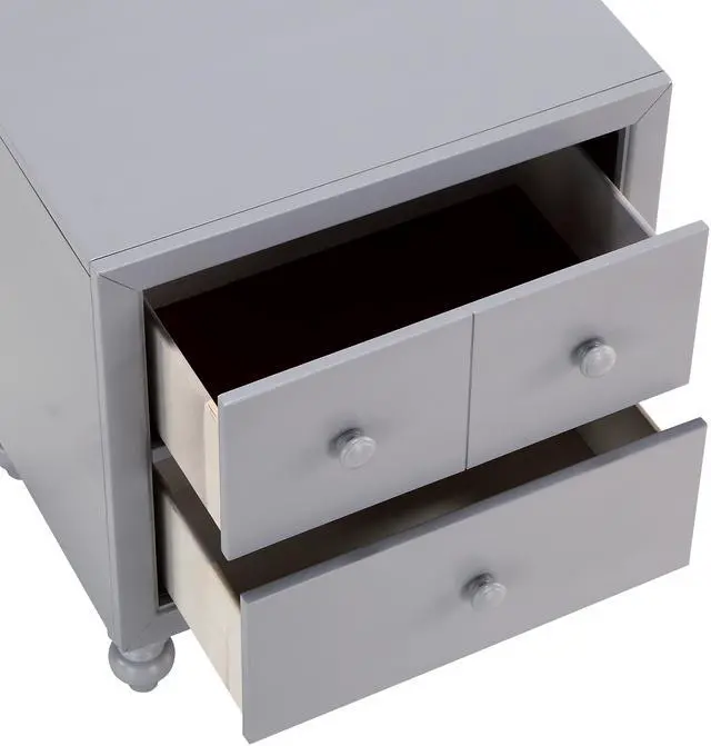 Alt view image 6 of 7 - Transitional Gray Finish 1pc Nightstand of Drawers Wood knobs Turned Feet Modern Bedroom Furniture