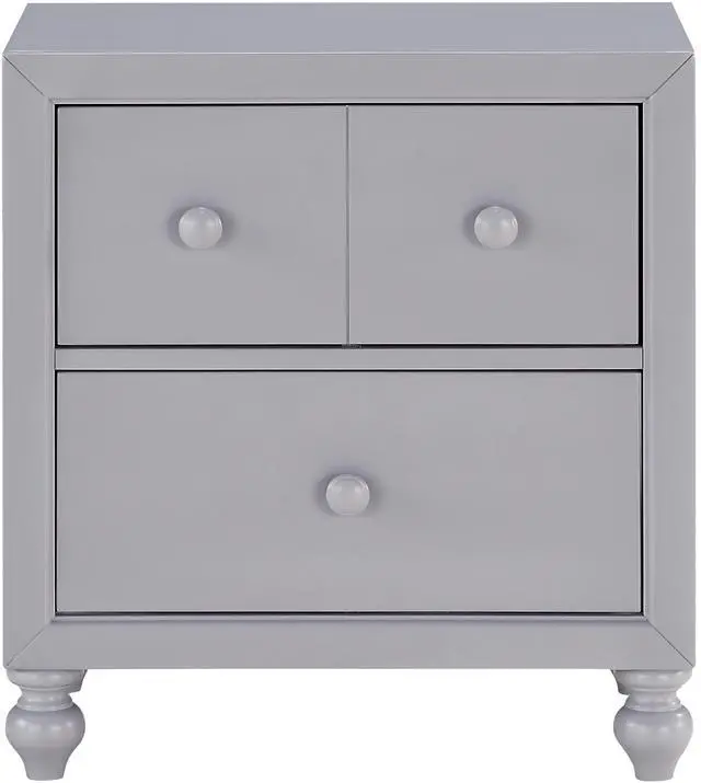 Alt view image 3 of 7 - Transitional Gray Finish 1pc Nightstand of Drawers Wood knobs Turned Feet Modern Bedroom Furniture