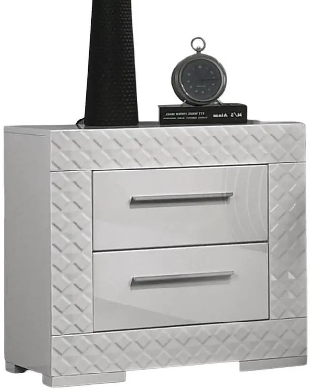 Alt view image 3 of 7 - Gorgeous White 1pc Nightstand High Gloss Finish Chrome Bar Handle Bedside Table Bedroom Furniture