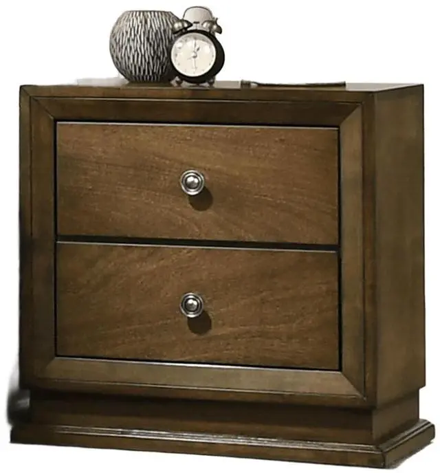 Alt view image 6 of 7 - Walnut 1pc Nightstand Bedroom Rubberwood Bedside Table Bronze Metal Knob Furniture