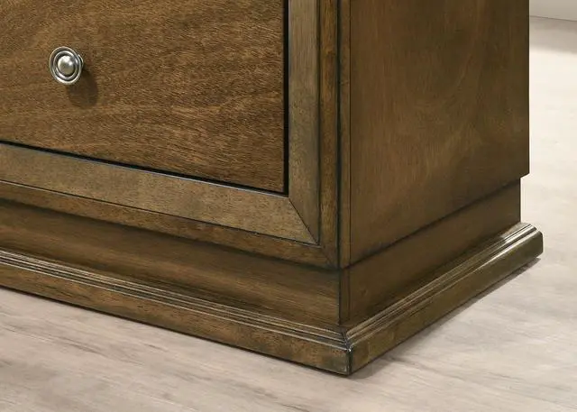 Alt view image 5 of 7 - Walnut 1pc Nightstand Bedroom Rubberwood Bedside Table Bronze Metal Knob Furniture