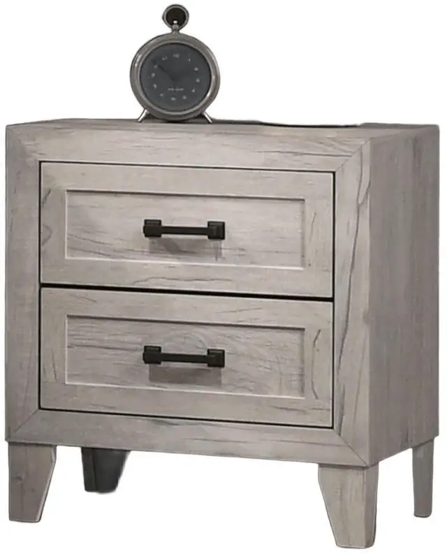 Alt view image 5 of 7 - Contemporary White Wash 1pc Nightstand Bedroom Melamine Bedside Table Black Bar Pull Furniture