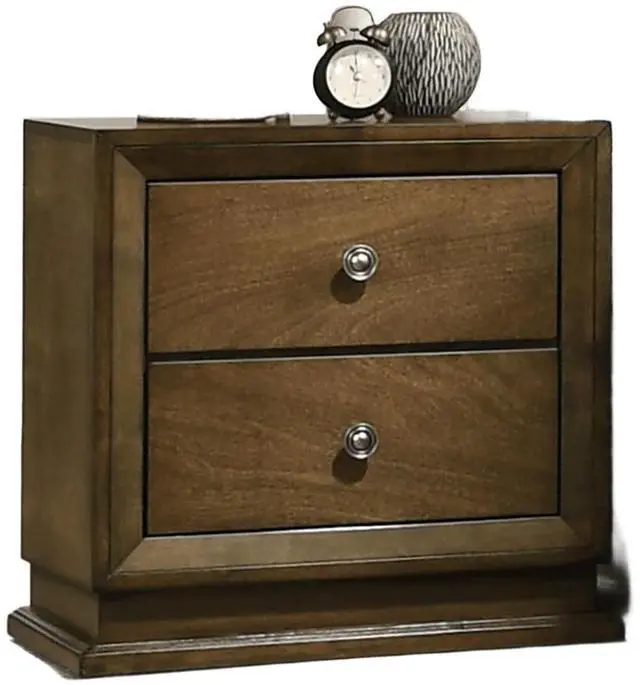 Alt view image 7 of 7 - Walnut 1pc Nightstand Bedroom Rubberwood Bedside Table Bronze Metal Knob Furniture