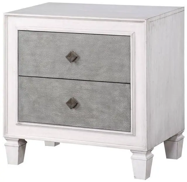 Main image of Katia Rustic Gray & Weathered White Finish Night Stand
