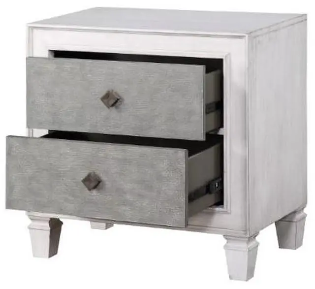 Alt view image 3 of 5 - Katia Rustic Gray & Weathered White Finish Night Stand