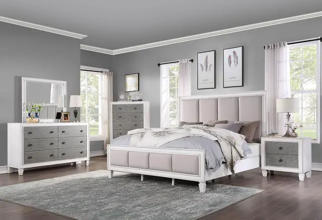 Alt view image 5 of 5 - Katia Rustic Gray & Weathered White Finish Night Stand