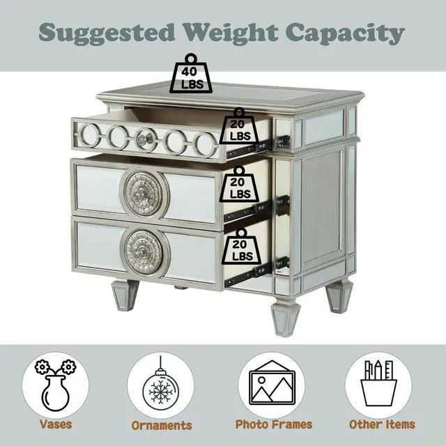 Alt view image 3 of 7 - Varian Mirrored Nightstand