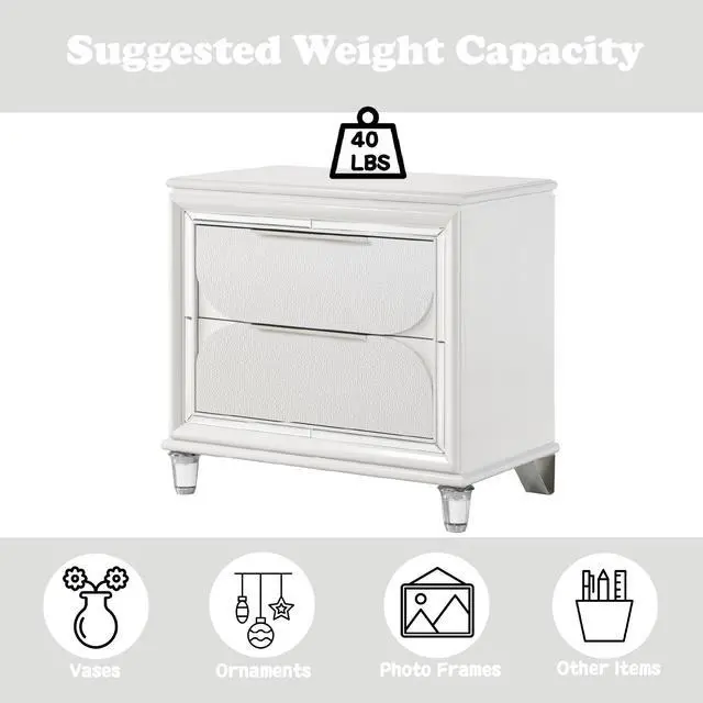 Alt view image 5 of 7 - Tarian Pearl White Finish Nightstand