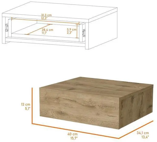 Alt view image 7 of 7 - Vienna Floating Nightstand, Sleek Wall-Mounted Design with Spacious Drawer Storage