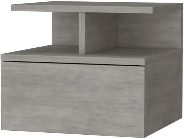 Alt view image 2 of 7 - Augusta Floating Nightstand with 2-Tier Shelf and 1-Drawer
