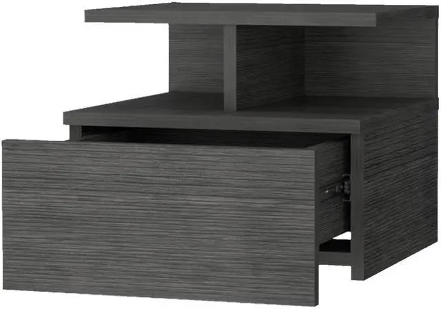 Alt view image 4 of 7 - Augusta Floating Nightstand with 2-Tier Shelf and 1-Drawer