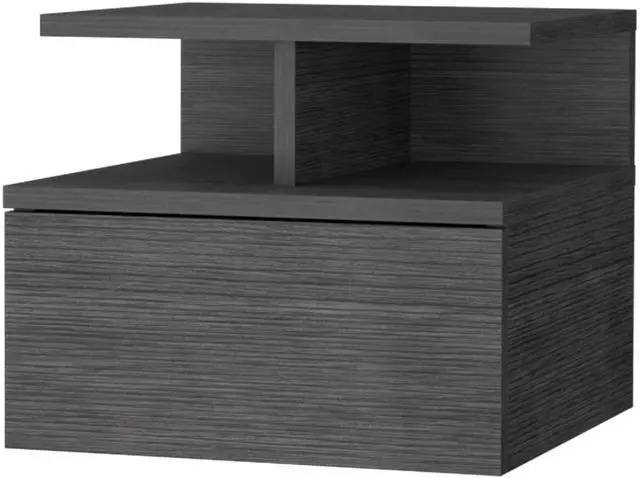 Alt view image 2 of 7 - Augusta Floating Nightstand with 2-Tier Shelf and 1-Drawer