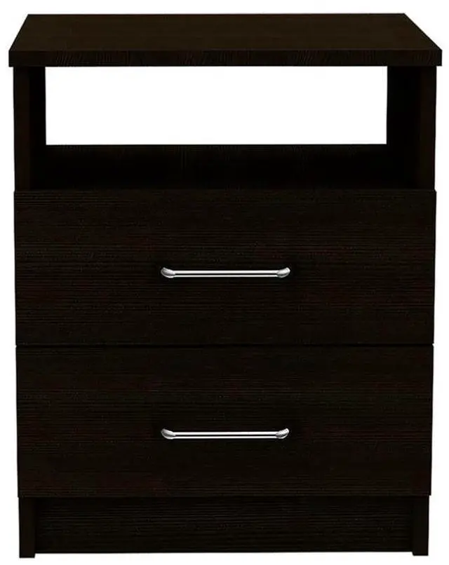 Alt view image 3 of 7 - Nightstand 20"H, Two Drawers, One Shelf, Superior Top, Black