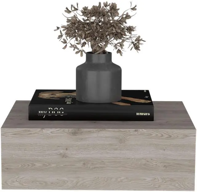 Alt view image 5 of 7 - Floating Nightstand 5"H, Modern Wall-Mounted Bedside Shelf with Drawer, Light Gray