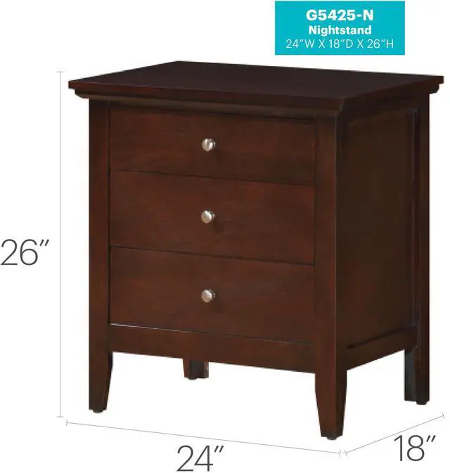 Alt view image 6 of 6 - Hammond G5425-N 3 Drawer Nightstand , Cappuccino