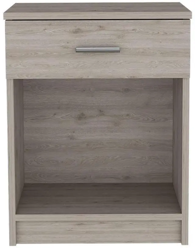 Alt view image 2 of 7 - Nightstand Coco, Single Drawer, Lower Shelf, Light Gray Finish