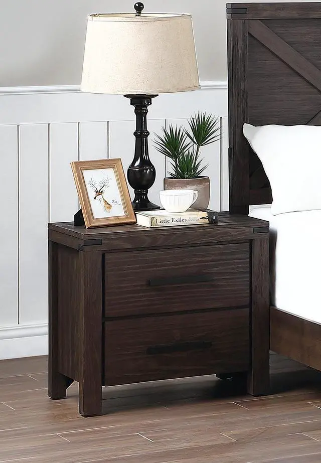 Alt view image 3 of 7 - Bedroom Furniture Simple Nightstand Drawers Bed Side Table Solidwood