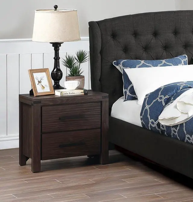 Alt view image 4 of 7 - Bedroom Furniture Simple Nightstand Drawers Bed Side Table Solidwood