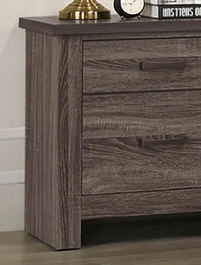 Alt view image 5 of 7 - Natural Finish Striking Wooden Nightstand Bedside Table 2x Drawers Storage bedroom Furniture