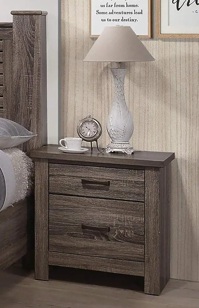 Alt view image 3 of 7 - Natural Finish Striking Wooden Nightstand Bedside Table 2x Drawers Storage bedroom Furniture