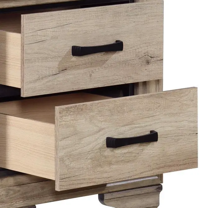 Alt view image 5 of 7 - Contemporary Bedroom Furniture 1pc Nightstand of Drawers Natural Finish Melamine Laminate Bed Side Table