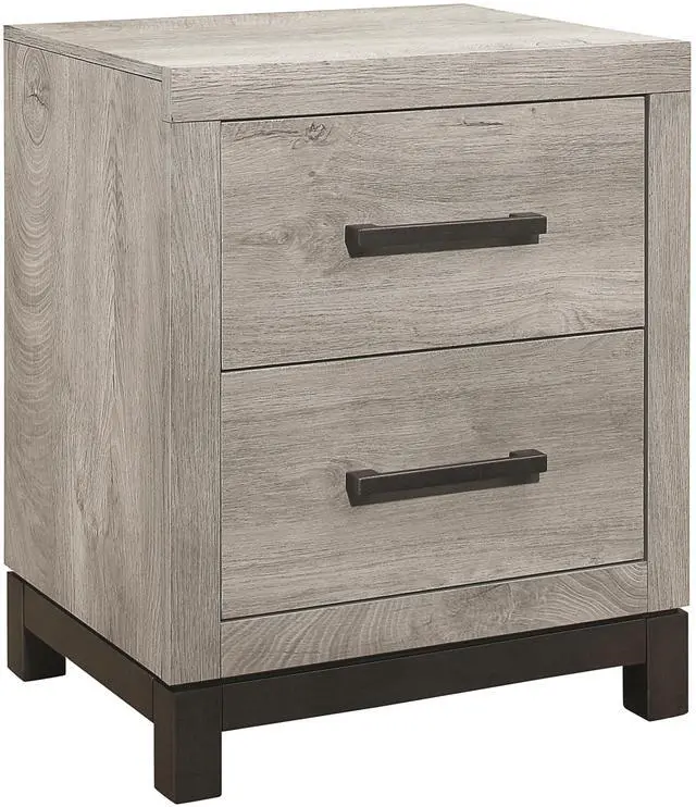 Alt view image 4 of 7 - Attractive Gray Finish 1pc Nightstand of 2x Drawers Metal Bar Hardware Premium Melamine Board Wooden Bedroom Furniture