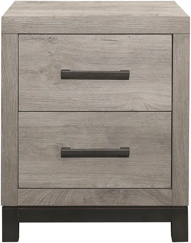Alt view image 3 of 7 - Attractive Gray Finish 1pc Nightstand of 2x Drawers Metal Bar Hardware Premium Melamine Board Wooden Bedroom Furniture