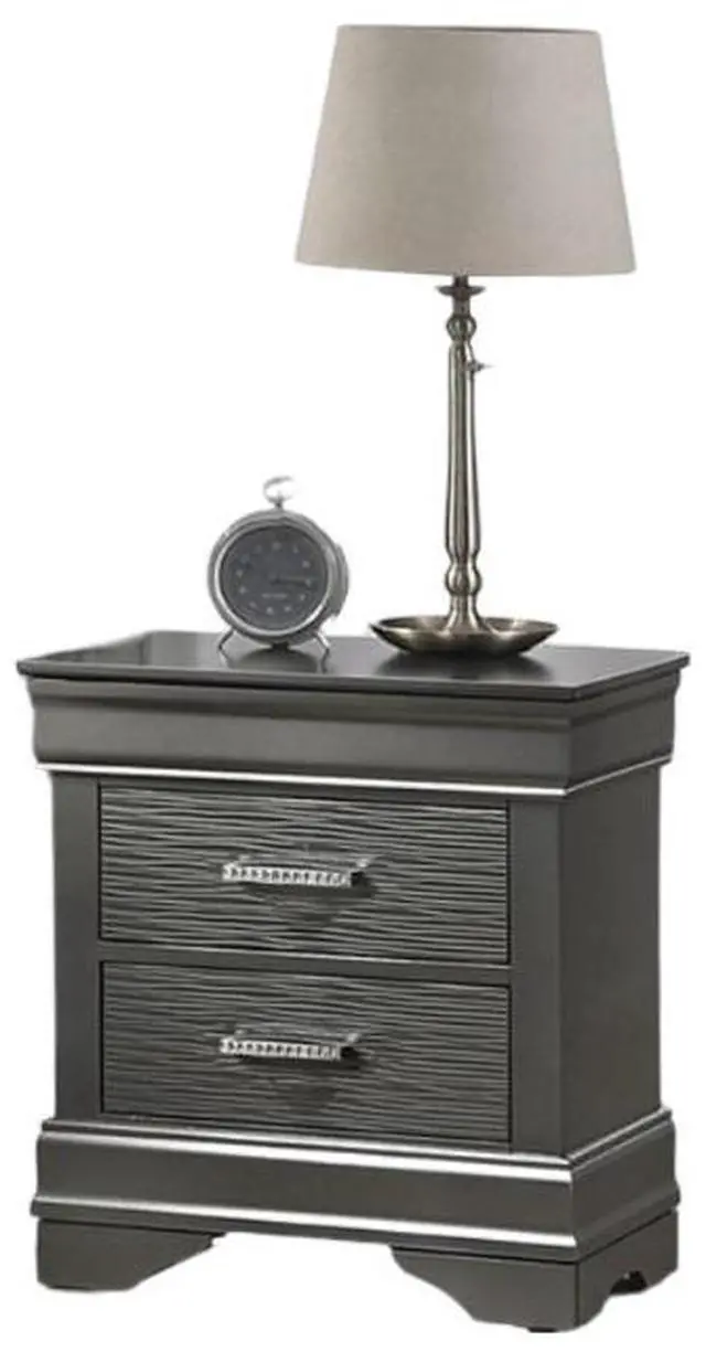 Alt view image 5 of 7 - Modern Grey Transitional Wooden Nightstand Bedside Table 2x Drawers Bedroom Furniture