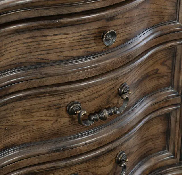 Alt view image 5 of 7 - Traditional Nightstand of 3 Drawers Brown Oak Finish 1pc Bedside Table Wooden Formal Bedroom Furniture Decorative Drawer Pulls