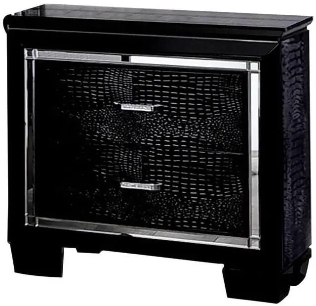 Alt view image 5 of 7 - Contemporary 1pc Nightstand Black Bedside Table LED Light English Dovetail Drawer Bedroom Furniture