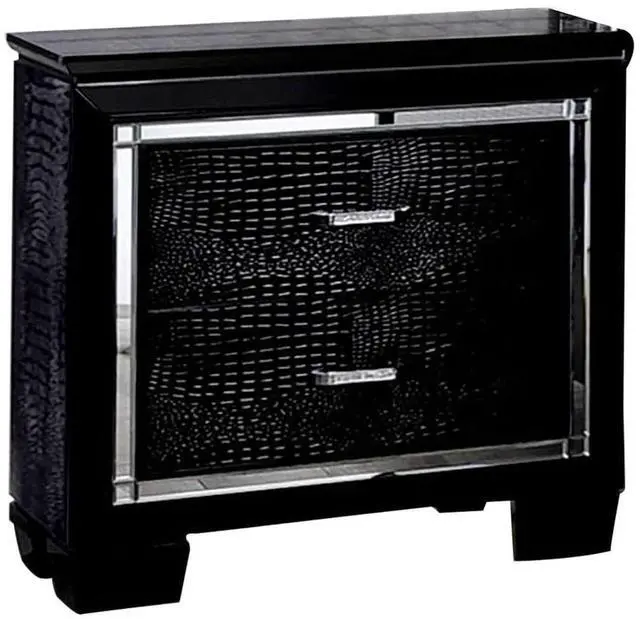 Alt view image 6 of 7 - Contemporary 1pc Nightstand Black Bedside Table LED Light English Dovetail Drawer Bedroom Furniture