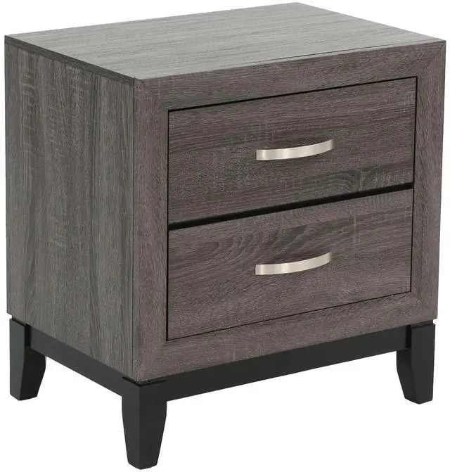Alt view image 3 of 7 - Bedroom Furniture Rustic Grey Oak Simple 1pc Nightstand 2-Drawers Bed Side Table Solidwood