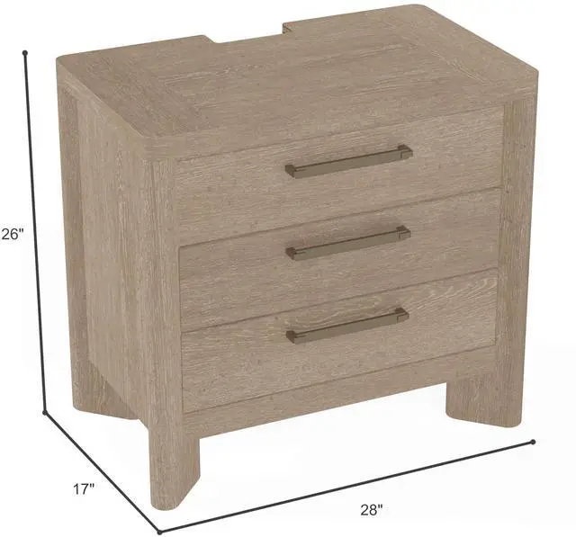 Alt view image 5 of 6 - Tan 3-Drawer Nightstand