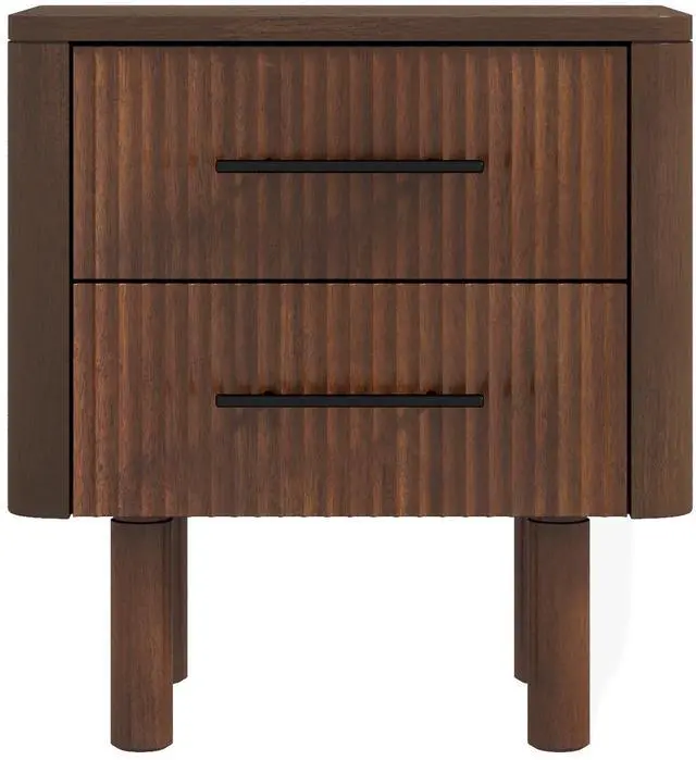 Alt view image 6 of 7 - Logan Mid Century Modern Walnut Nightstand Bed Side Tables With 2 Drawers