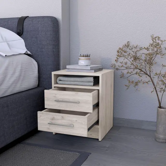 Alt view image 4 of 7 - Philadelphia Nightstand, Two Drawers, Concealed Shelf
