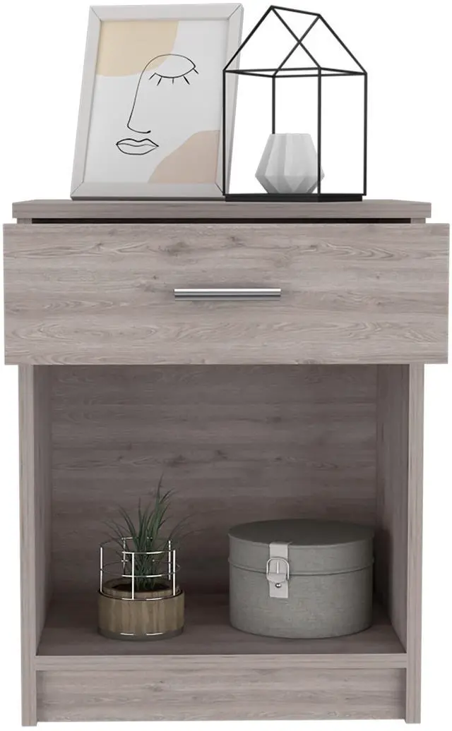 Alt view image 7 of 7 - Nightstand 21"H, One Drawer, Low Shelf, Superior Top, Light Gray